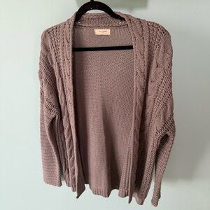 No Comment Cozy Knit Open-Front Cable Knit Cardigan Sweater Size Medium